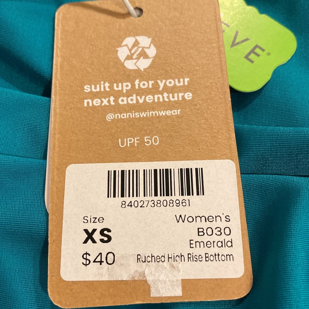 Nani XS Green Ruched Swim Bottoms - Picture 6 of 6